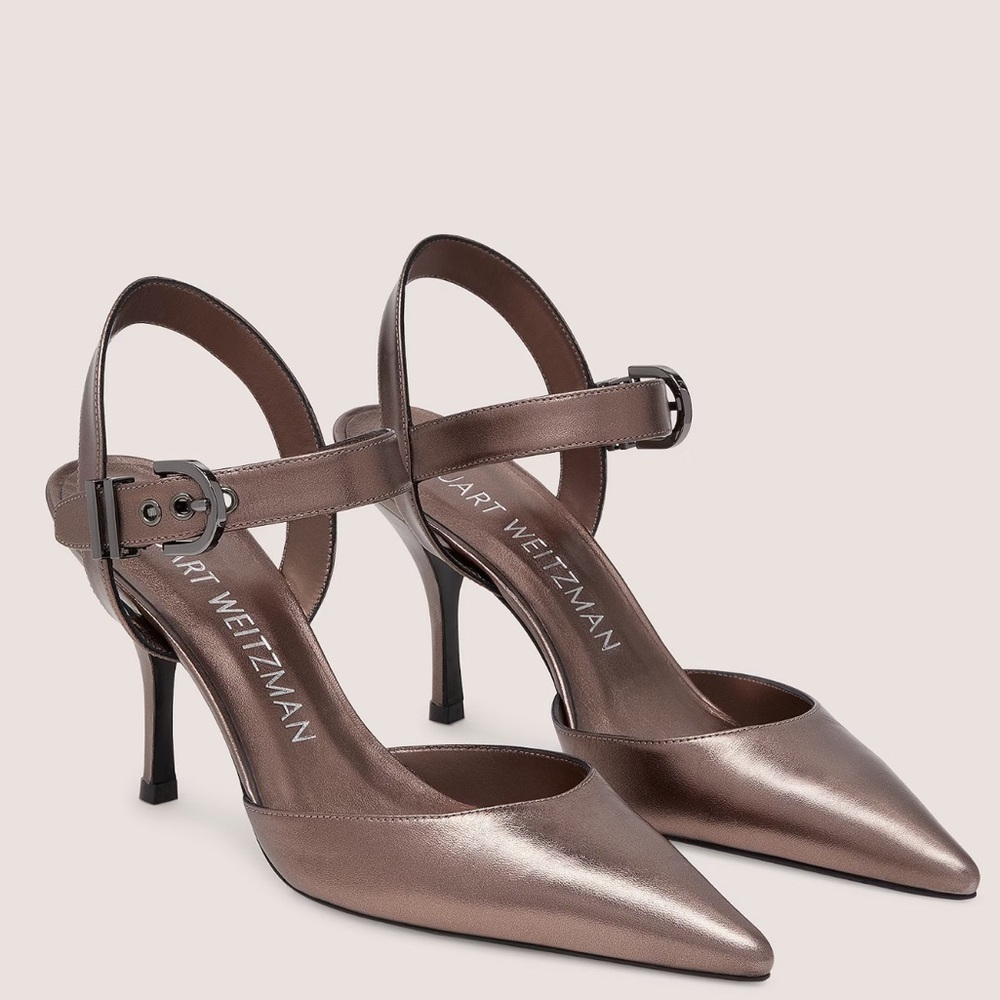 STUART WEITZMAN STUART MAVERICK 85 PUMP HEELS IN LIQUID METALLIC